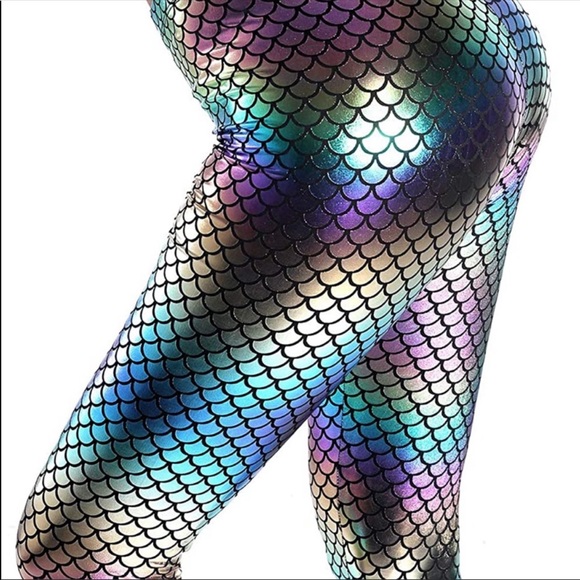 Womens Fish metallic Mermaid 3D bling leggings - Picture 10 of 11